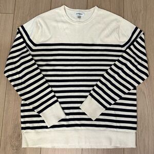 Goodfellow & Co Men's Crewneck Sweater - Cream and Navy blue Stripes
